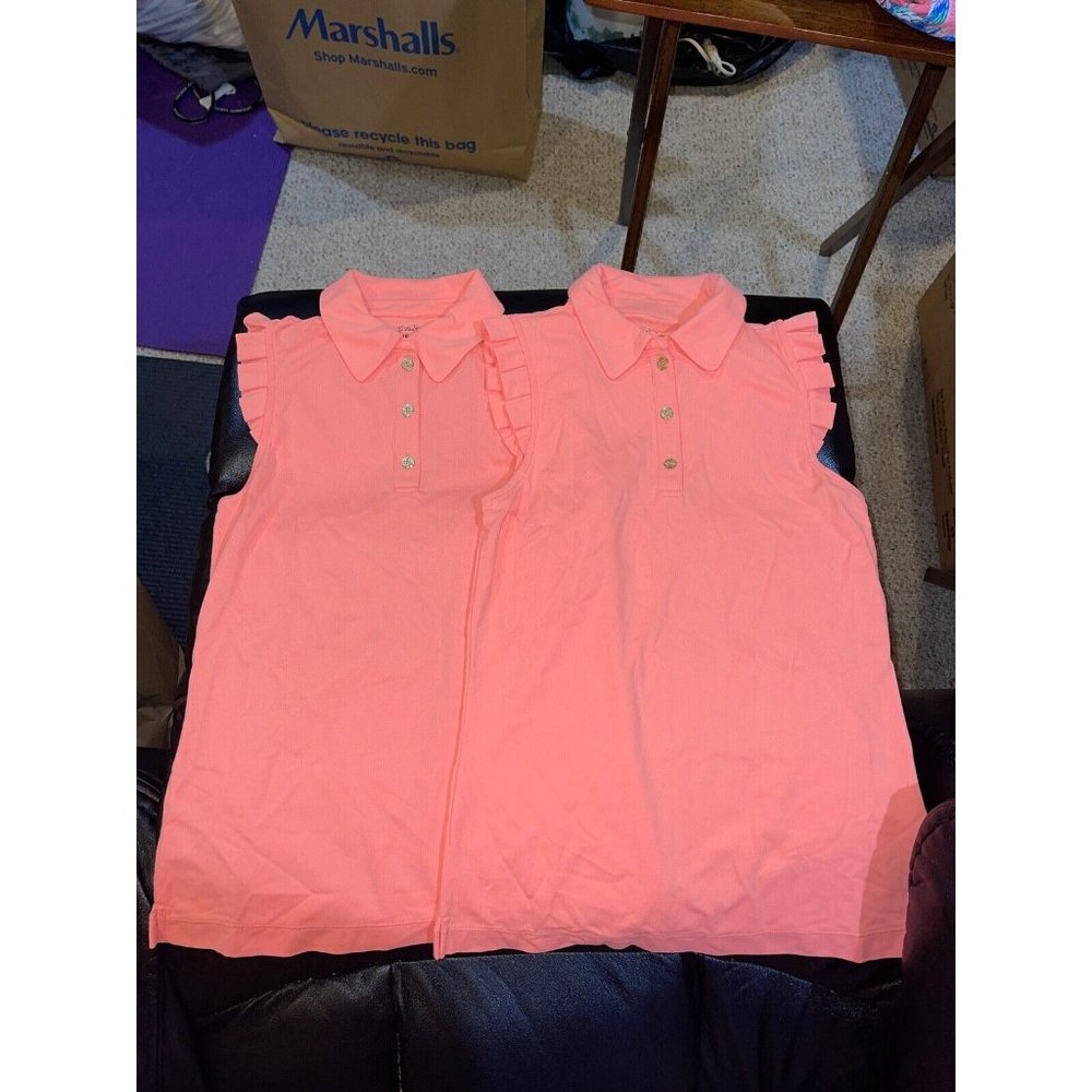 LILLY PULITZER UPF  50+ Luxletic Frida Sleeveless Polo PB Bellini XXS NWT - Picture 2 of 11